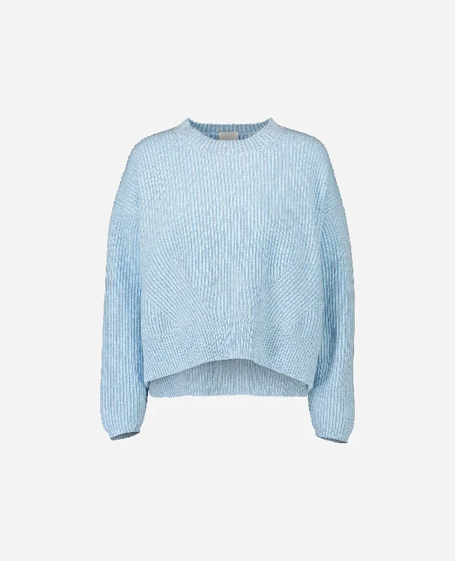 Rundhals Pullover aus Cashmere-Mischung in Weiß