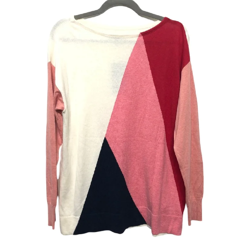 Sweater By Chaps In Pink & Red, Size: L