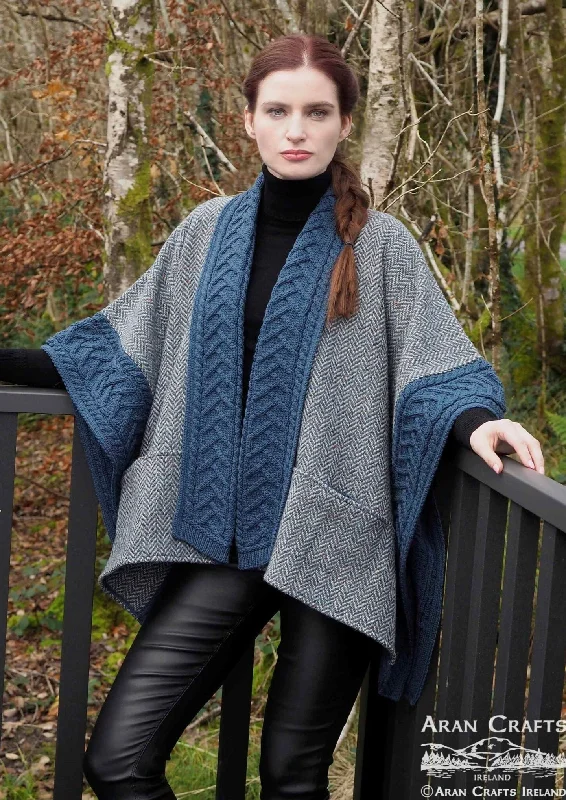 Aran Crafts Ashbourne Tweed Cape | Blue