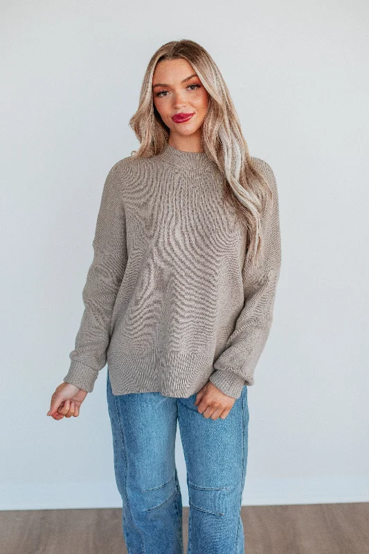 Chelsea Mock Neck Sweater - Pebble