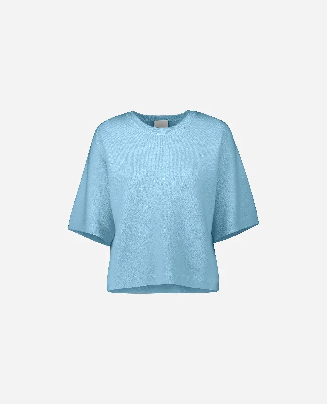 Rundhals Pullover aus Cashmere-Mischung in Blau