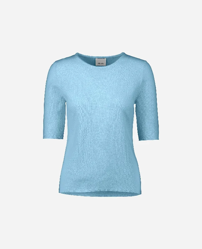 Rundhals Pullover aus Cashmere-Mischung in Blau