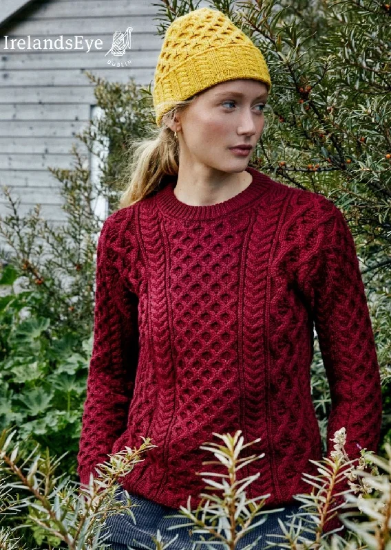 IrelandsEye Women's Aran Sweater | Claret