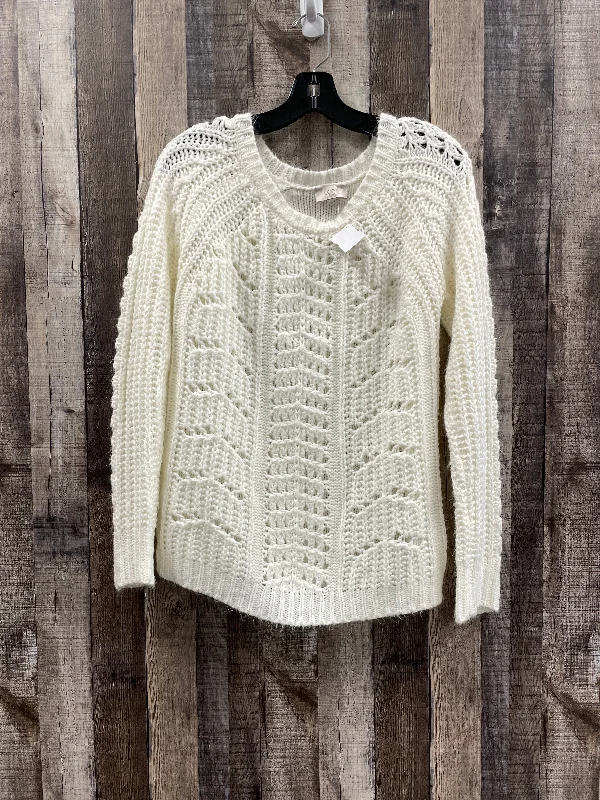 Sweater By Loft In Ivory, Size: L