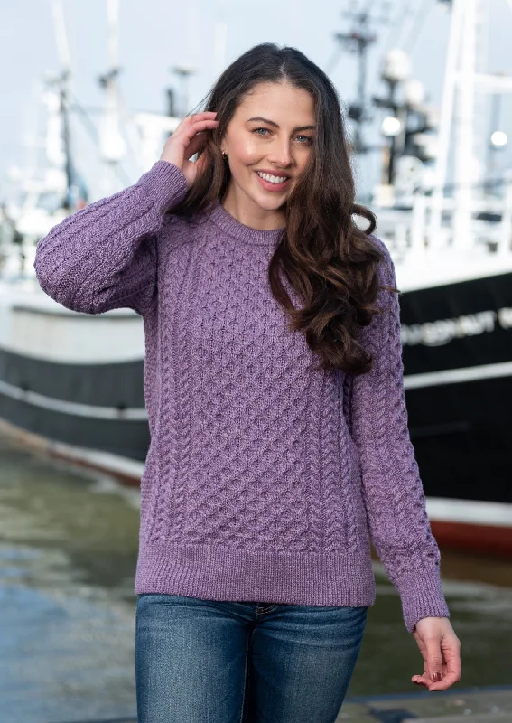 Ladies Slim-Fit Aran Sweater | Lavender