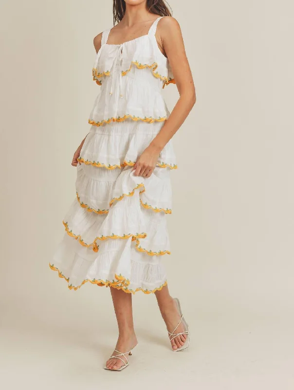 Finley Ruffle Tier Maxi Dress In Ivory/apricot