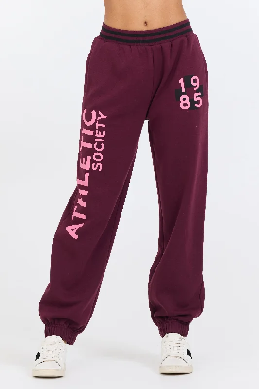 Cabernet W/ Rose Printed Heavy Surf Wash Jogger