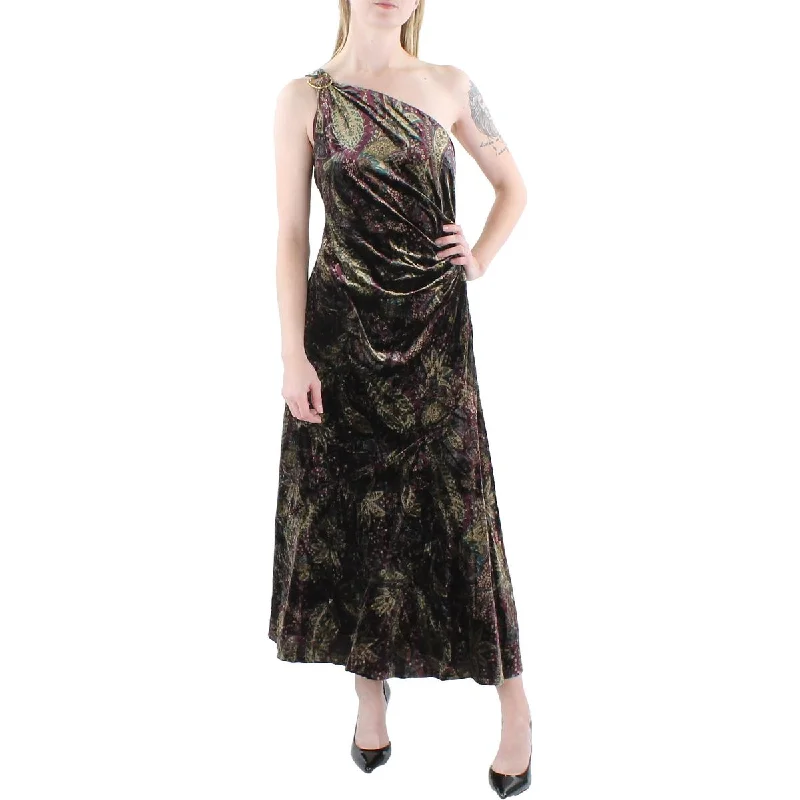 Womens Velvet Long Cocktail and Party Dress