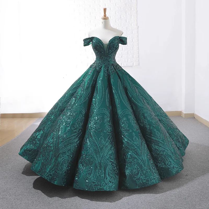 Elegant Off The Shoulder Sequin Ball Gown Sparky Quinceanera Dress