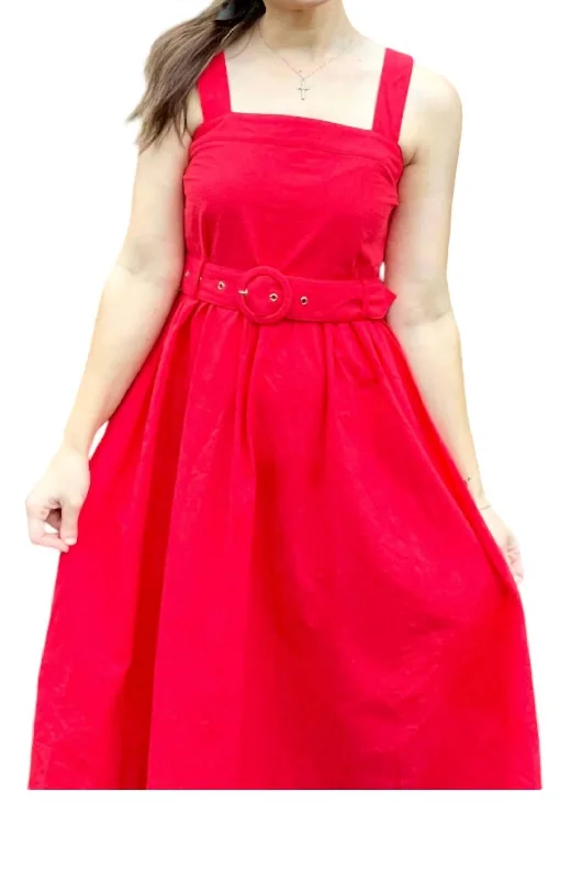 Classic Midi Dress In Red