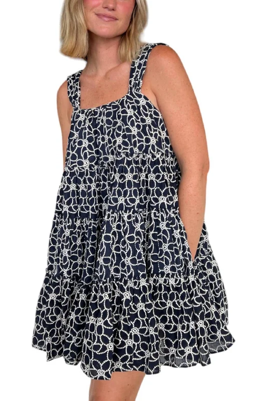 Market Street Babydoll Mini Dress In Navy