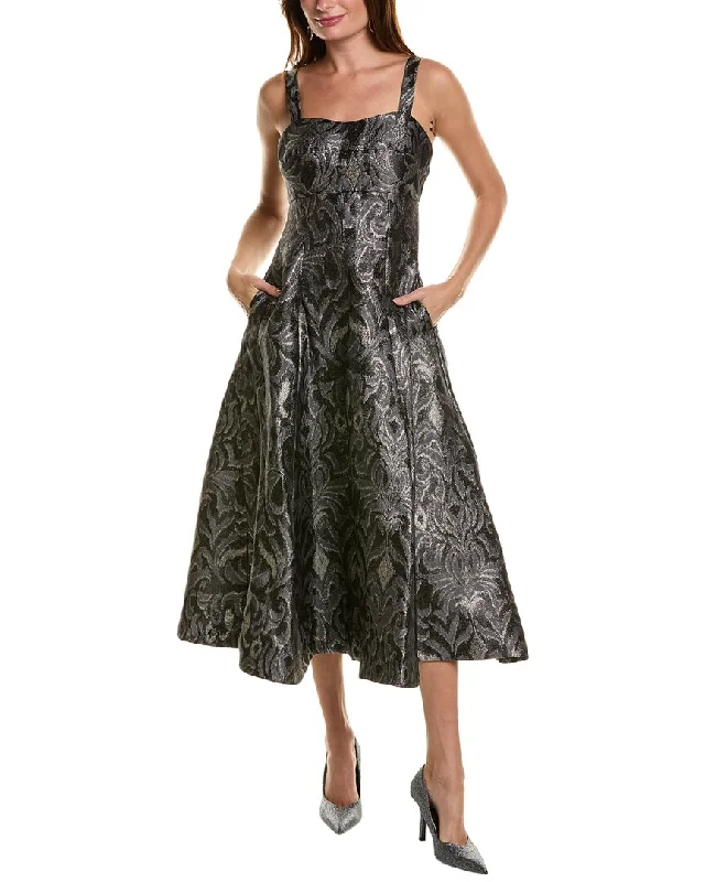 Taylor Metallic Jacquard Taffeta Printed Midi Dress