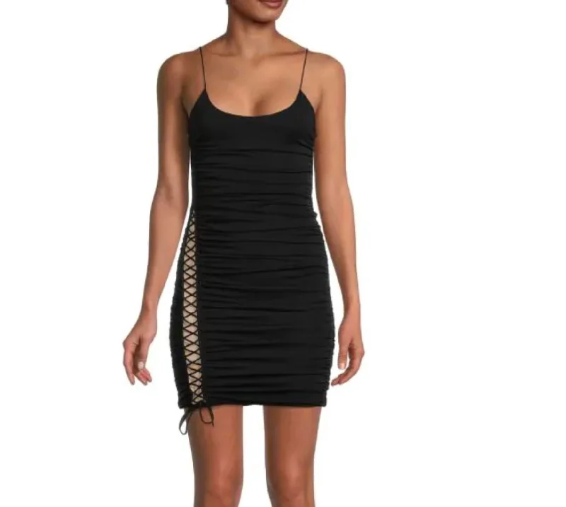 Siriana Ruched Mini Dress In Black