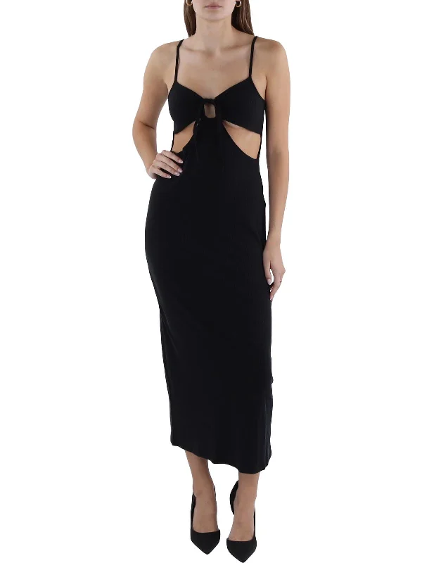 Naomi Womens Cut-Out Sleeveless Midi Dress