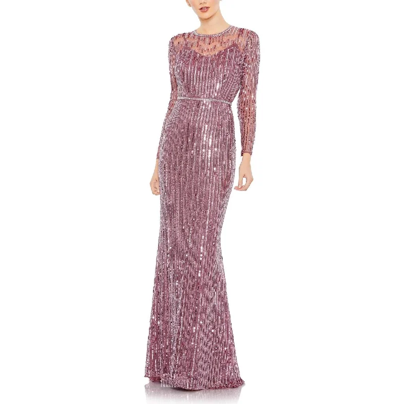 Womens Sequined Long Sleeves Evening Dress