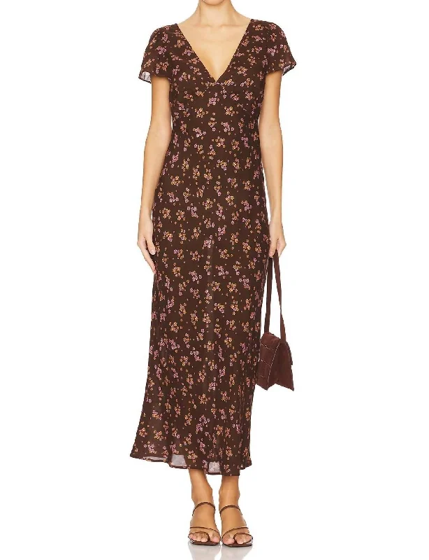 Melody Bias Maxi Dress In Antique Walnut