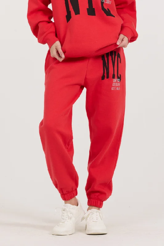 Red/ Black/ Light Grey Garment Dye Jogger W/ Screen Print