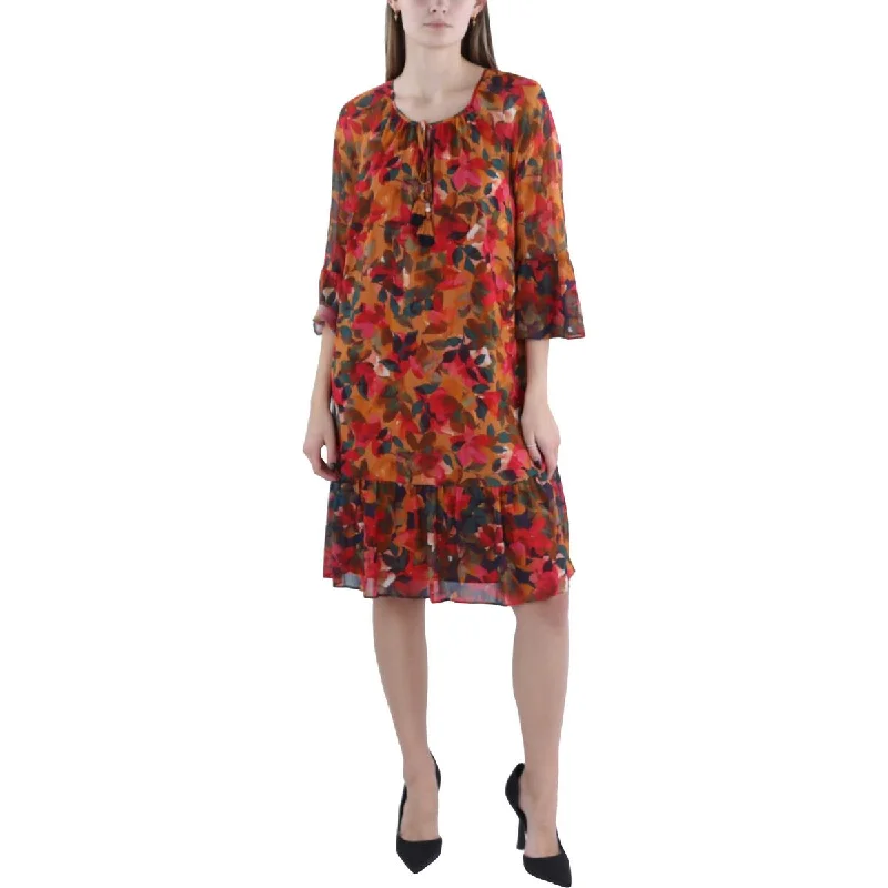 Plus Womens Chiffon Floral Cocktail And Party Dress