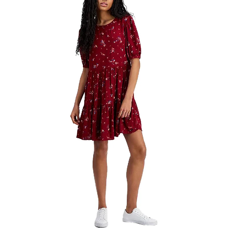 Womens Tiered Mini Shift Dress