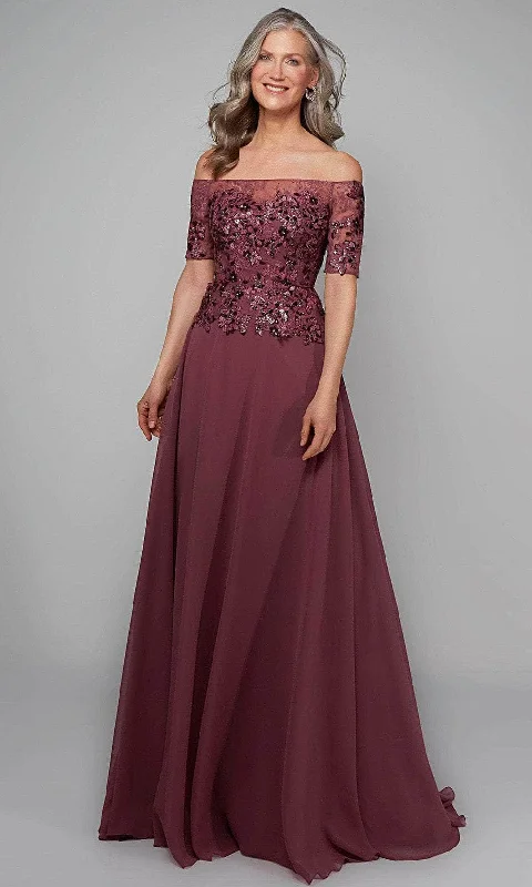 Alyce Paris 27566 - Embroidered Off-shoulder Long Dress