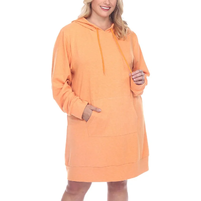 Plus Womens Hooded Mini Sweatshirt Dress