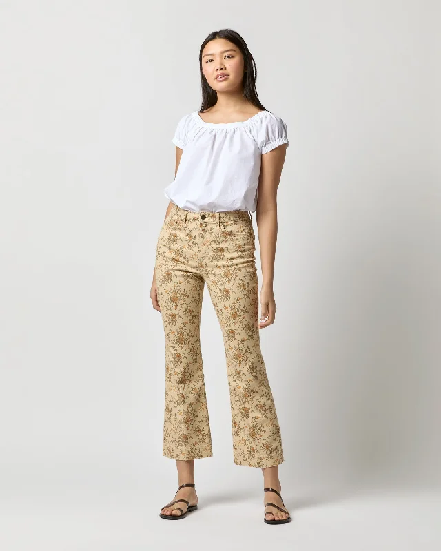 Kendall Flare 5-Pocket Jean in Natural/Marigold Floral Stretch Twill