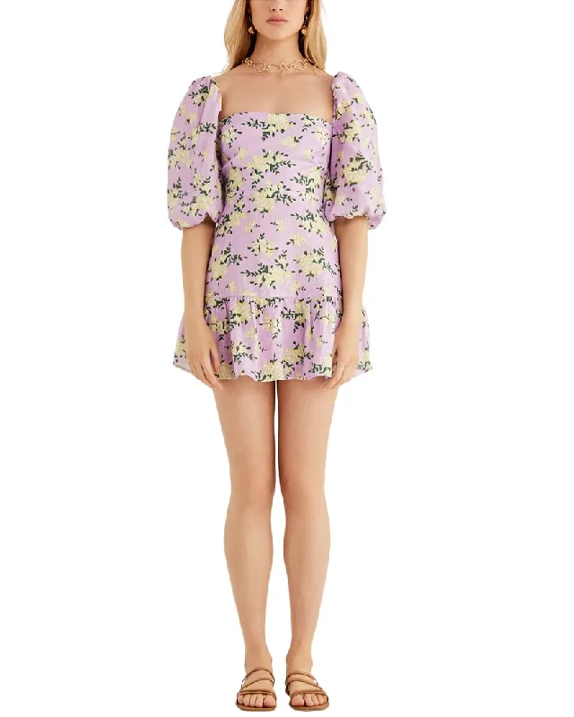 Rumer Lilac Floral Linen Mini Dress