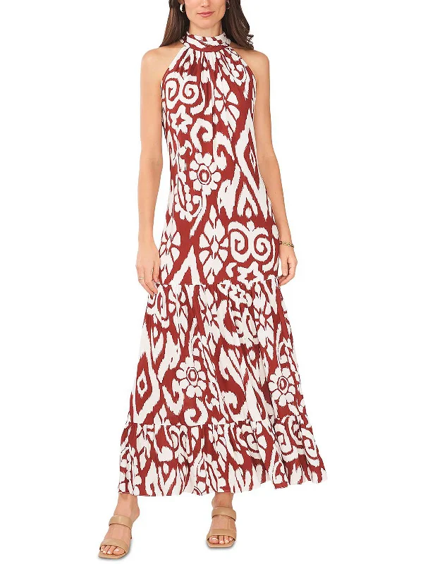 Womens Tie Back Maxi Halter Dress