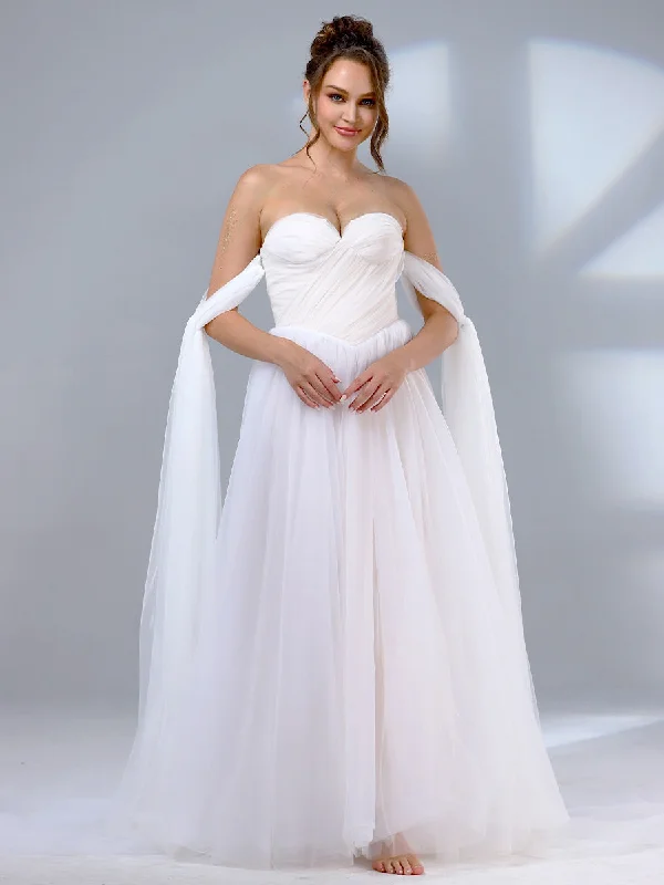 Off The Shoulder Tulle Wedding Dress Simple Romantic A Line