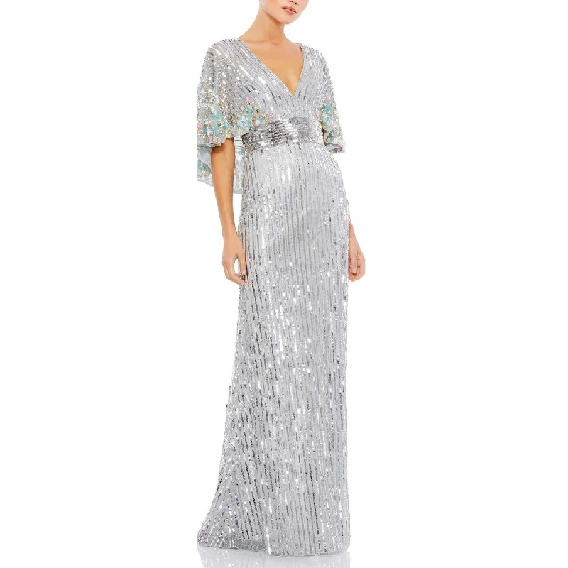 Womens Sequined Maxi Evening Dress