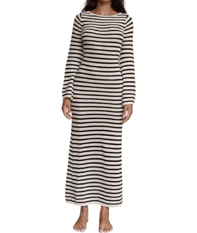 Cherie Knit Maxi Dress In Black/cream