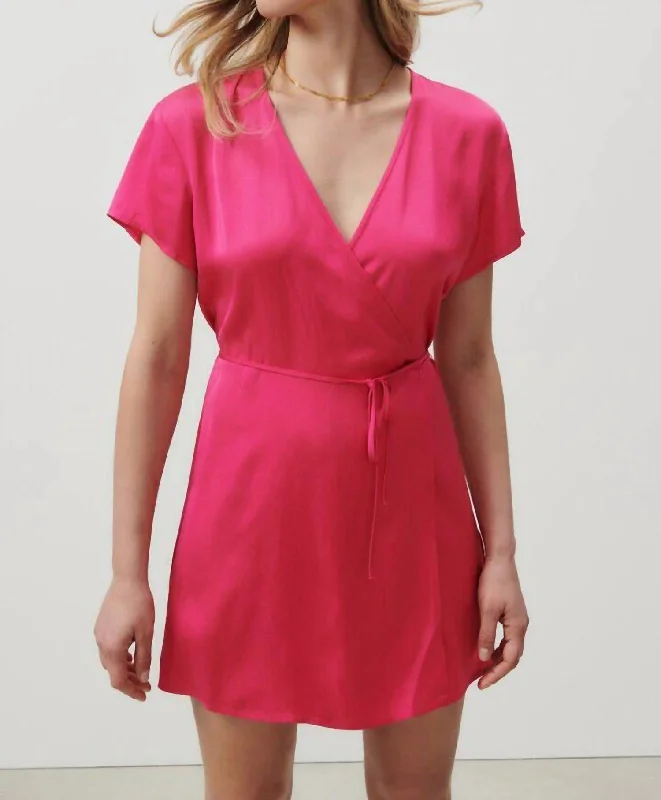 Mini Wrap Dress In Magenta