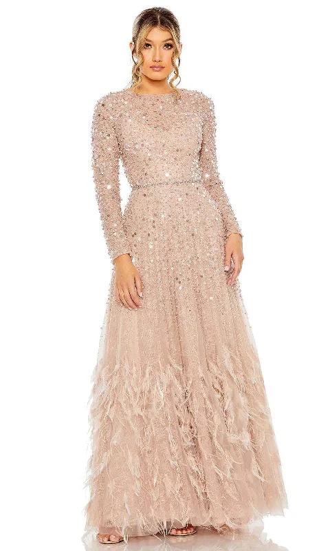 Mac Duggal 11782 - Beaded Feather Fringed A-line Dress