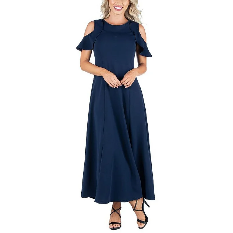 Womens Cold Shoulder Long Maxi Dress