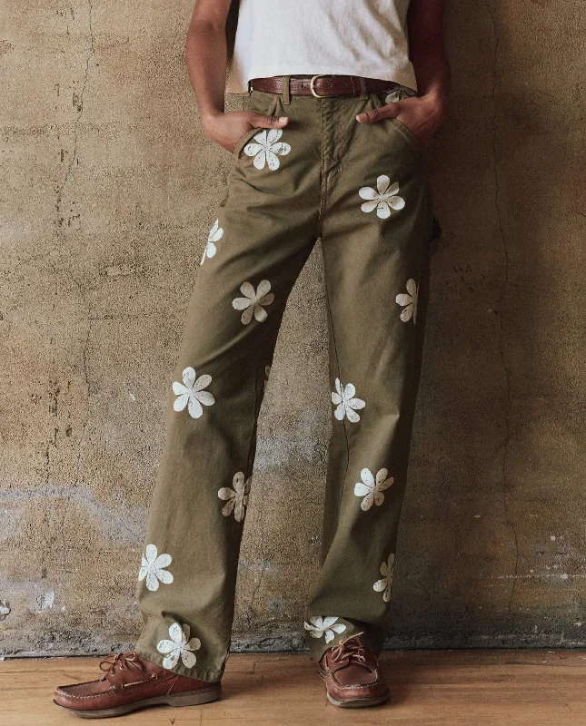 The Carpenter Pant with Daisy Stamp. -- Army