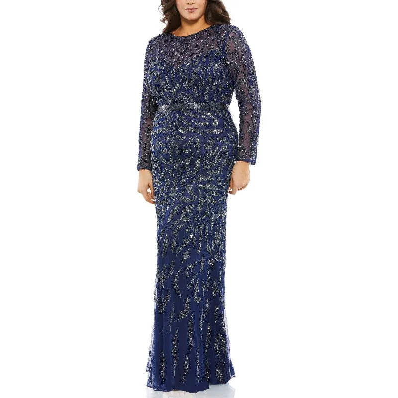 Plus Womens Sequined Long Evening Dress