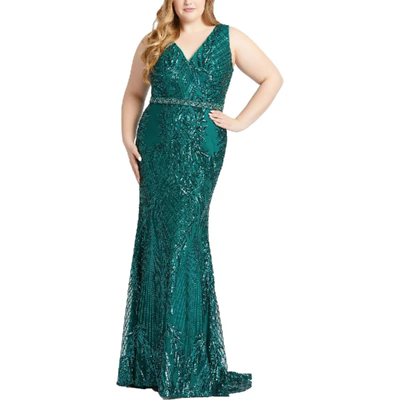 Plus Womens Sequined Long Evening Dress