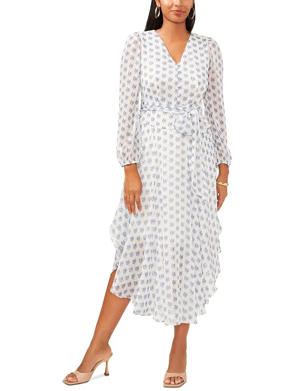 Womens Chiffon Printed Midi Dress