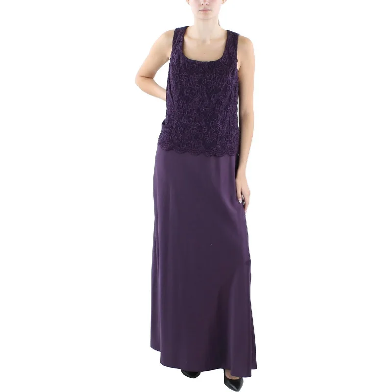 Womens Lace Sleeveless Evening Dress