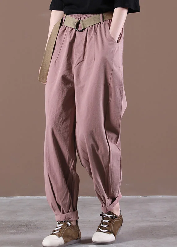 Classy Grey Elastic Waist Sashes Beam Pants Fall