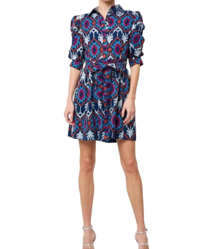 Bethany Embroidered Mini Dress In Navy Multi