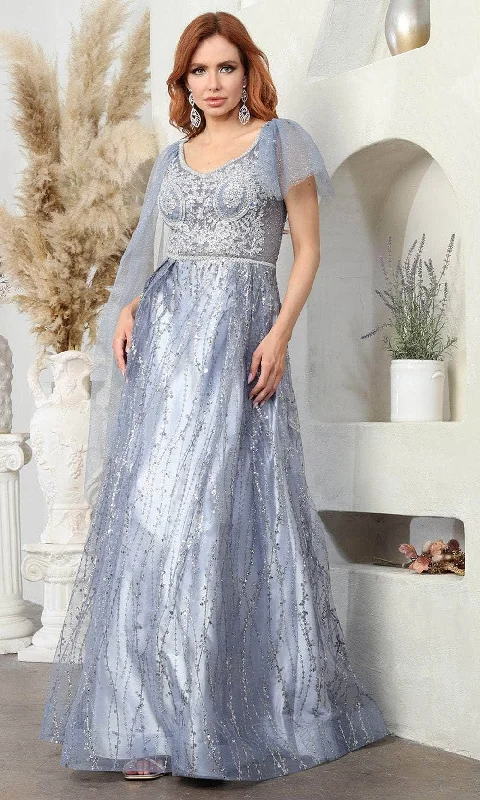 May Queen RQ8071 - Beaded Appliqued Scoop Prom Gown