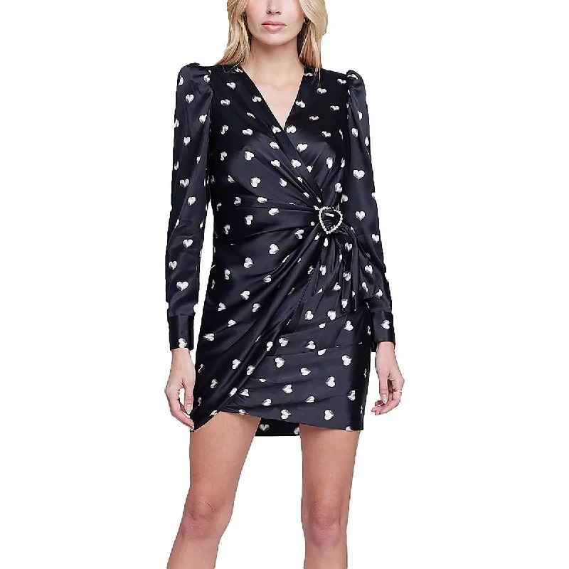 Clarice Womens Printed Mini Wrap Dress