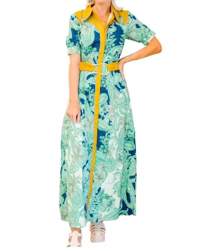 Marley Maxi Dress In Aqua Paisley