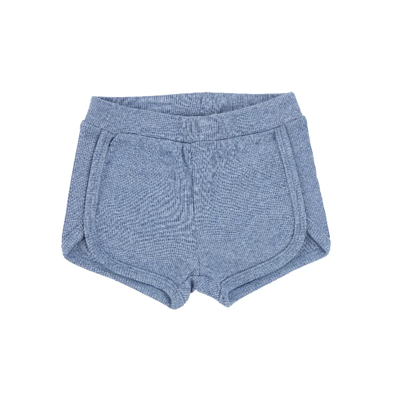 Lil Legs Ribbed Track Shorts - Denim Heather