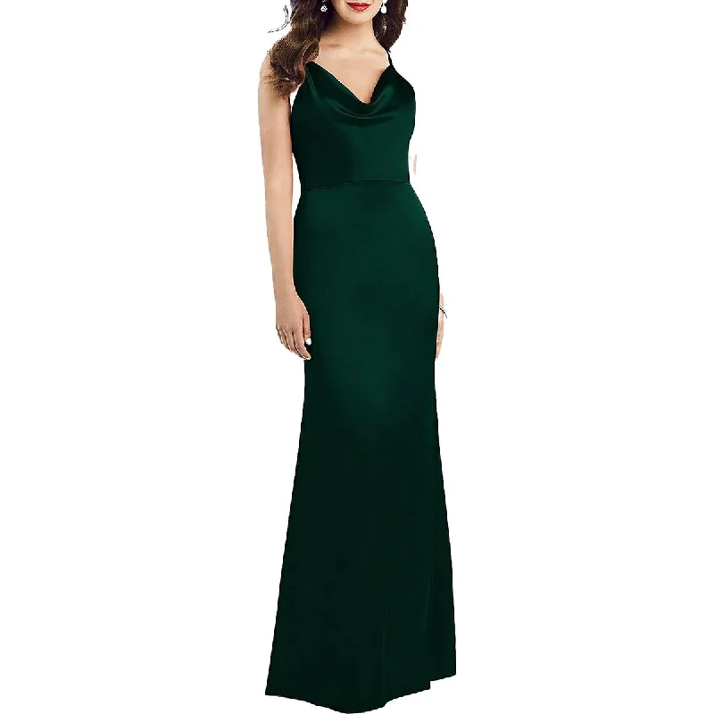 Womens Satin Cowlneck Evening Dress