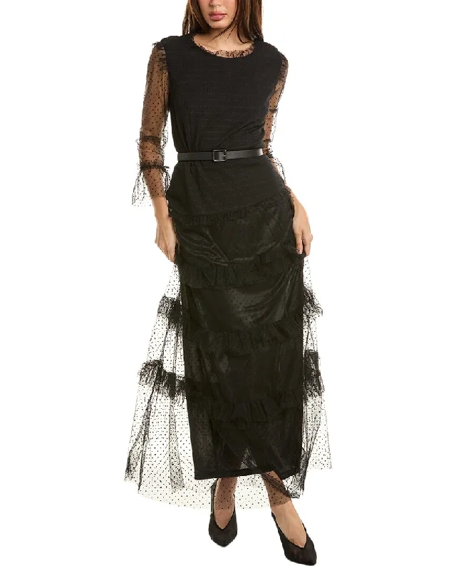 Pascale La Mode Textured Mesh Midi Dress