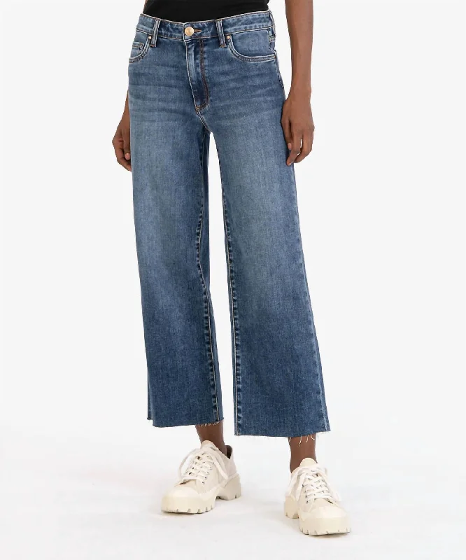 Charlotte High Rise Wide Leg Culottes In Commendatory Wash