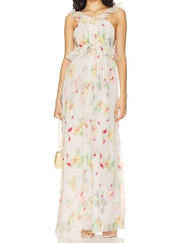 Abstract Maxi Dress In Multi-Colored