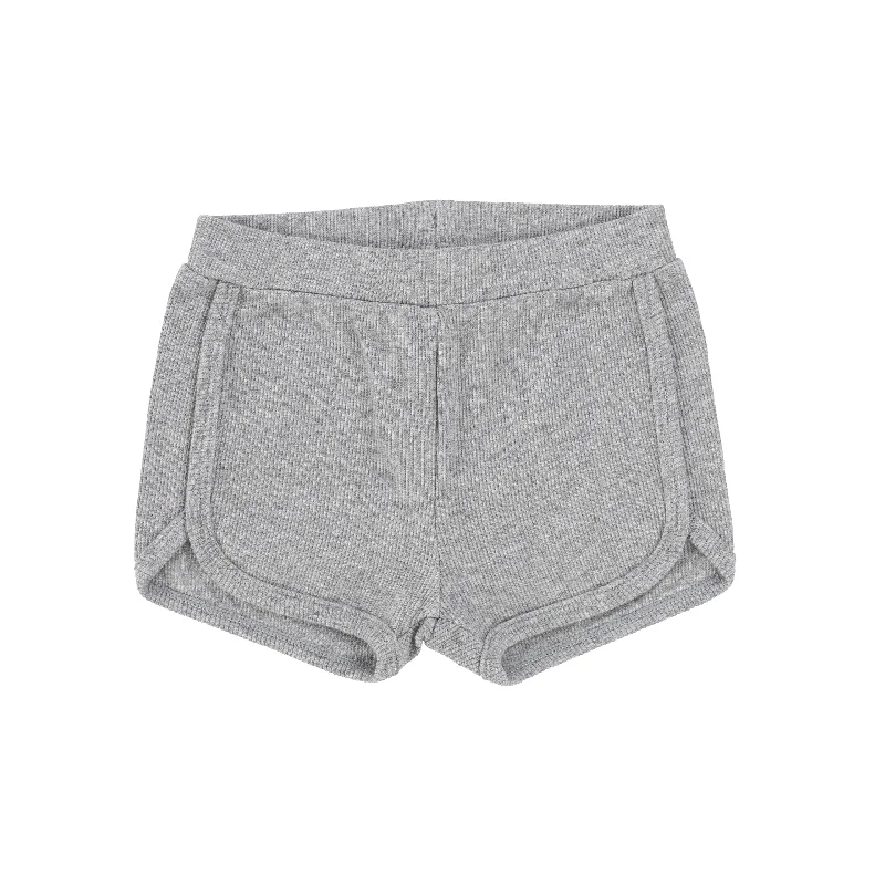 Lil Legs Ribbed Track Shorts - Light Heather Grey